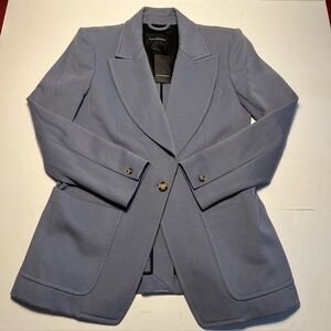 Club Monaco Slim Lapel Twill Blazer One Button Blue Women’s 8 Jacket Workwear